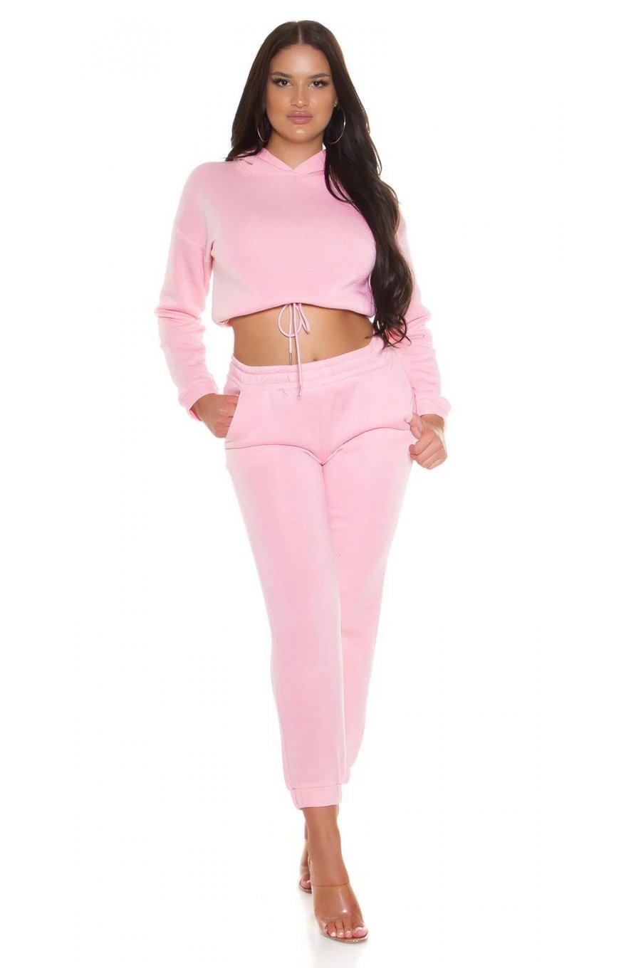 Trening dama bumbac, roz, cu bluza scurta Diosa Trening dama bumbac, roz, cu bluza scurta Diosa 1 - jojofashion.ro