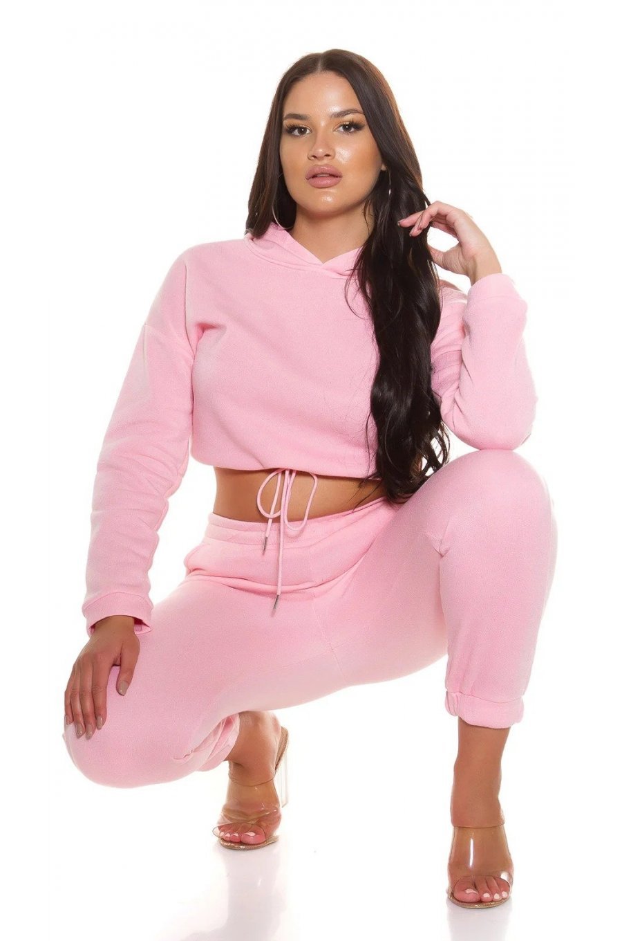 Trening dama bumbac, roz, cu bluza scurta Diosa Trening dama bumbac, roz, cu bluza scurta Diosa 3 - jojofashion.ro