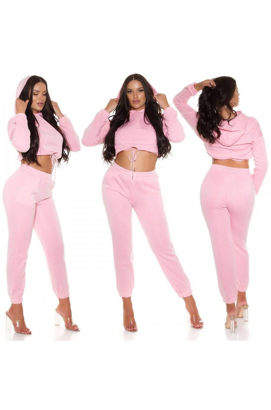 Trening dama bumbac, roz, cu bluza scurta Diosa Trening dama bumbac, roz, cu bluza scurta Diosa 5 - jojofashion.ro