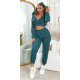 Trening dama cargo, albastru petrol, cu gluga si buzunare aplicate, Kasandra Trening dama cargo, albastru petrol, cu gluga si buzunare aplicate, Kasandra 2 - jojofashion.ro