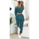 Trening dama cargo, albastru petrol, cu gluga si buzunare aplicate, Kasandra Trening dama cargo, albastru petrol, cu gluga si buzunare aplicate, Kasandra 3 - jojofashion.ro