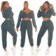 Trening dama cargo, albastru petrol, cu gluga si buzunare aplicate, Kasandra Trening dama cargo, albastru petrol, cu gluga si buzunare aplicate, Kasandra 6 - jojofashion.ro