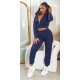 Trening dama cargo, bleumarin navy, cu gluga si buzunare aplicate, Kasandra 2 - jojofashion.ro