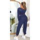 Trening dama cargo, bleumarin navy, cu gluga si buzunare aplicate, Kasandra 3 - jojofashion.ro