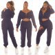 Trening dama cargo, bleumarin navy, cu gluga si buzunare aplicate, Kasandra 6 - jojofashion.ro