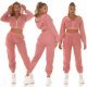 Trening dama cargo, roz prafuit, cu gluga si buzunare aplicate, Kasandra 6 - jojofashion.ro