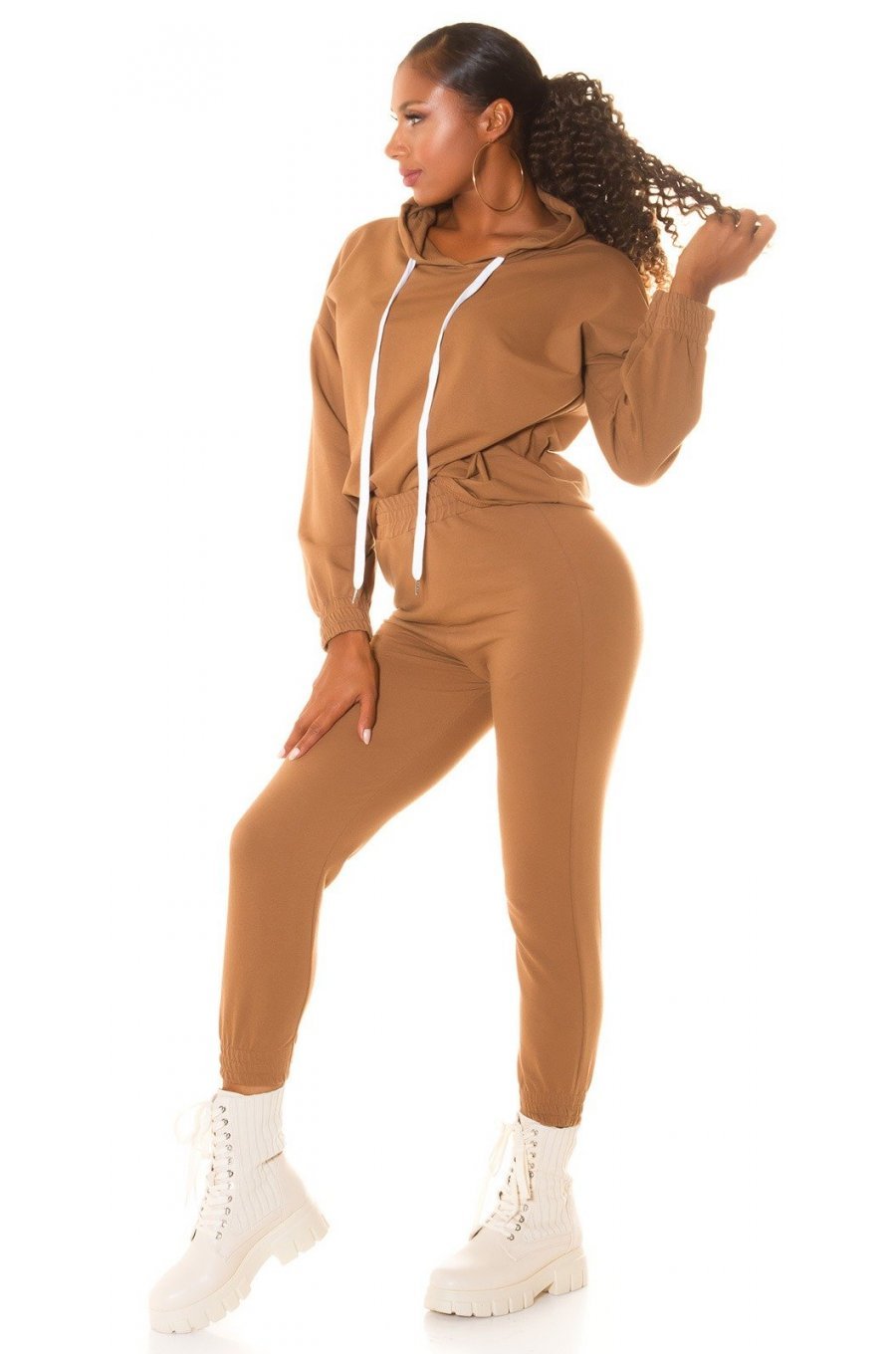 Trening dama casual, bumbac bronz, cu gluga, Abbey Trening dama casual, bumbac bronz, cu gluga, Abbey 3 - jojofashion.ro