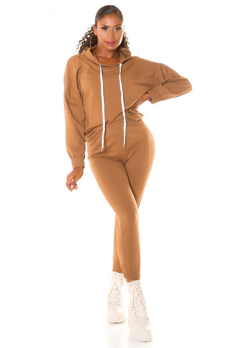 Trening dama casual, bumbac bronz, cu gluga, Abbey Trening dama casual, bumbac bronz, cu gluga, Abbey 4 - jojofashion.ro