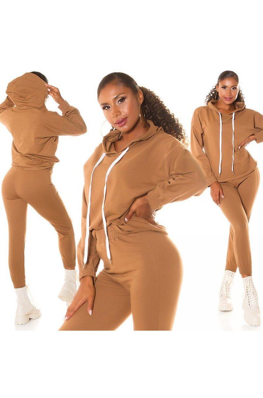 Trening dama casual, bumbac bronz, cu gluga, Abbey Trening dama casual, bumbac bronz, cu gluga, Abbey 5 - jojofashion.ro