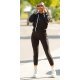 Trening dama casual, bumbac negru, cu gluga, Abbey 2 - jojofashion.ro