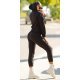 Trening dama casual, bumbac negru, cu gluga, Abbey 3 - jojofashion.ro