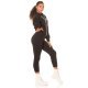 Trening dama casual, bumbac negru, cu gluga, Abbey 5 - jojofashion.ro