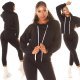 Trening dama casual, bumbac negru, cu gluga, Abbey 7 - jojofashion.ro