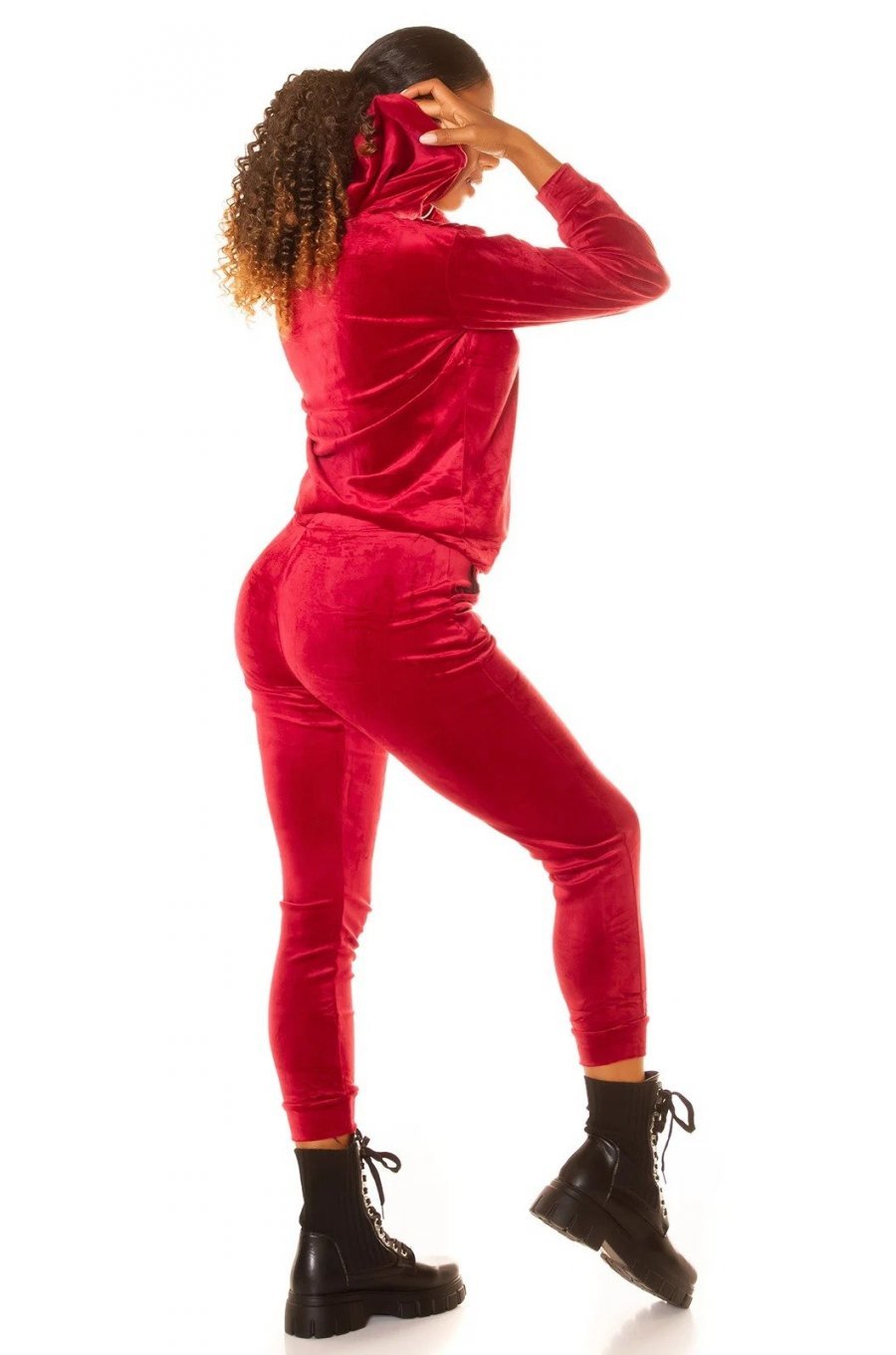 Trening dama casual, catifea, burgundy, mulat Kafyla 2 - jojofashion.ro