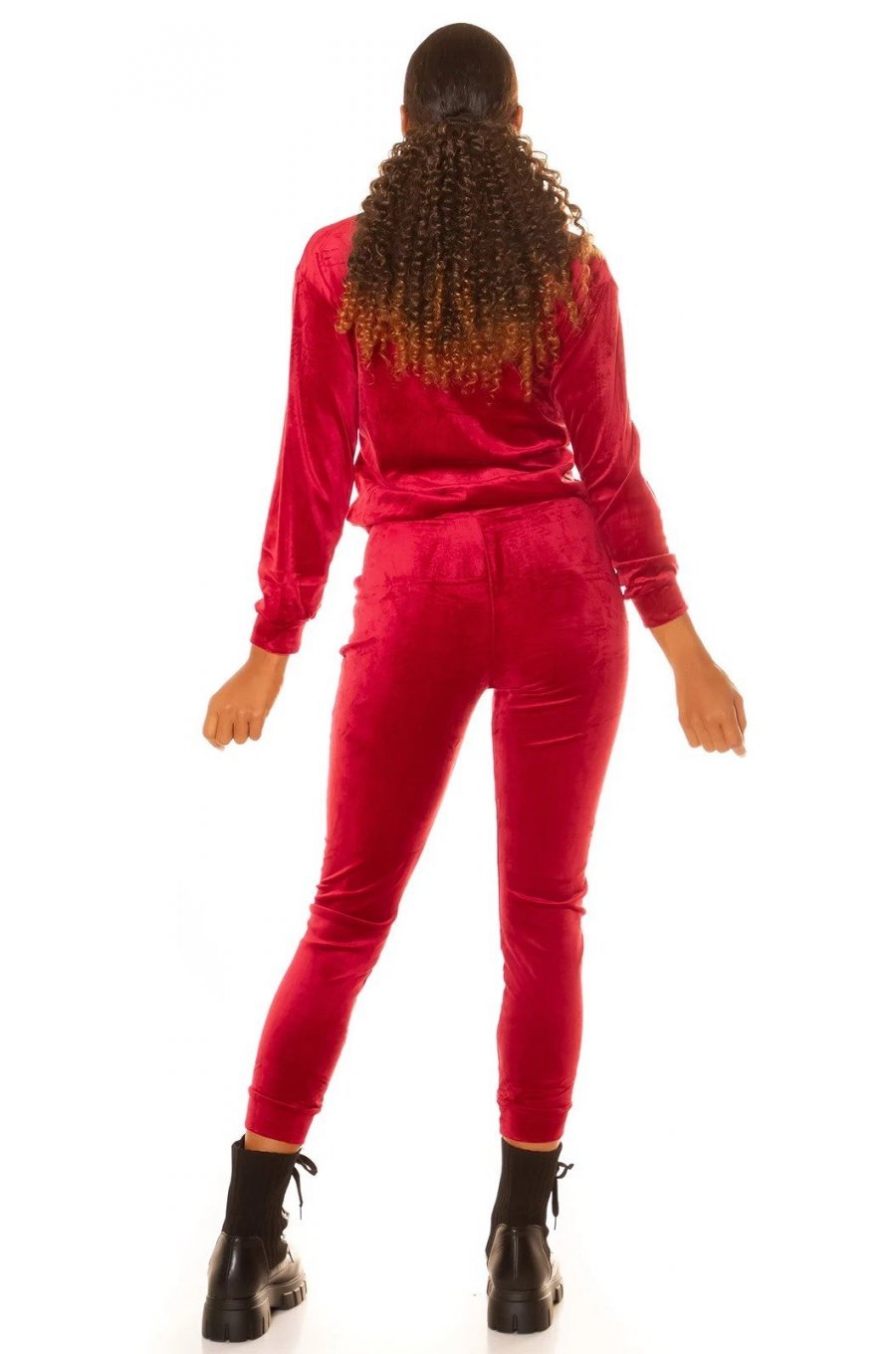 Trening dama casual, catifea, burgundy, mulat Kafyla 4 - jojofashion.ro