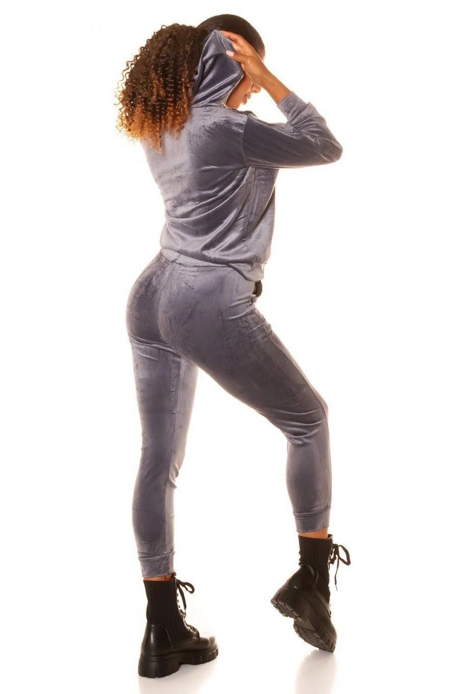 Trening dama casual, catifea, gri, mulat Kafyla 4 - jojofashion.ro