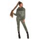 Trening dama casual, catifea, kaki, cu gluga Skya Trening dama casual, catifea, kaki, cu gluga Skya 5 - jojofashion.ro