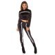 Trening dama casual, catifea, negru, cu dungi gri Sonja 2 - jojofashion.ro