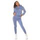 Trening dama, cu gluga si maneci lungi, bleu Hayko Trening dama, cu gluga si maneci lungi, bleu Hayko 2 - jojofashion.ro