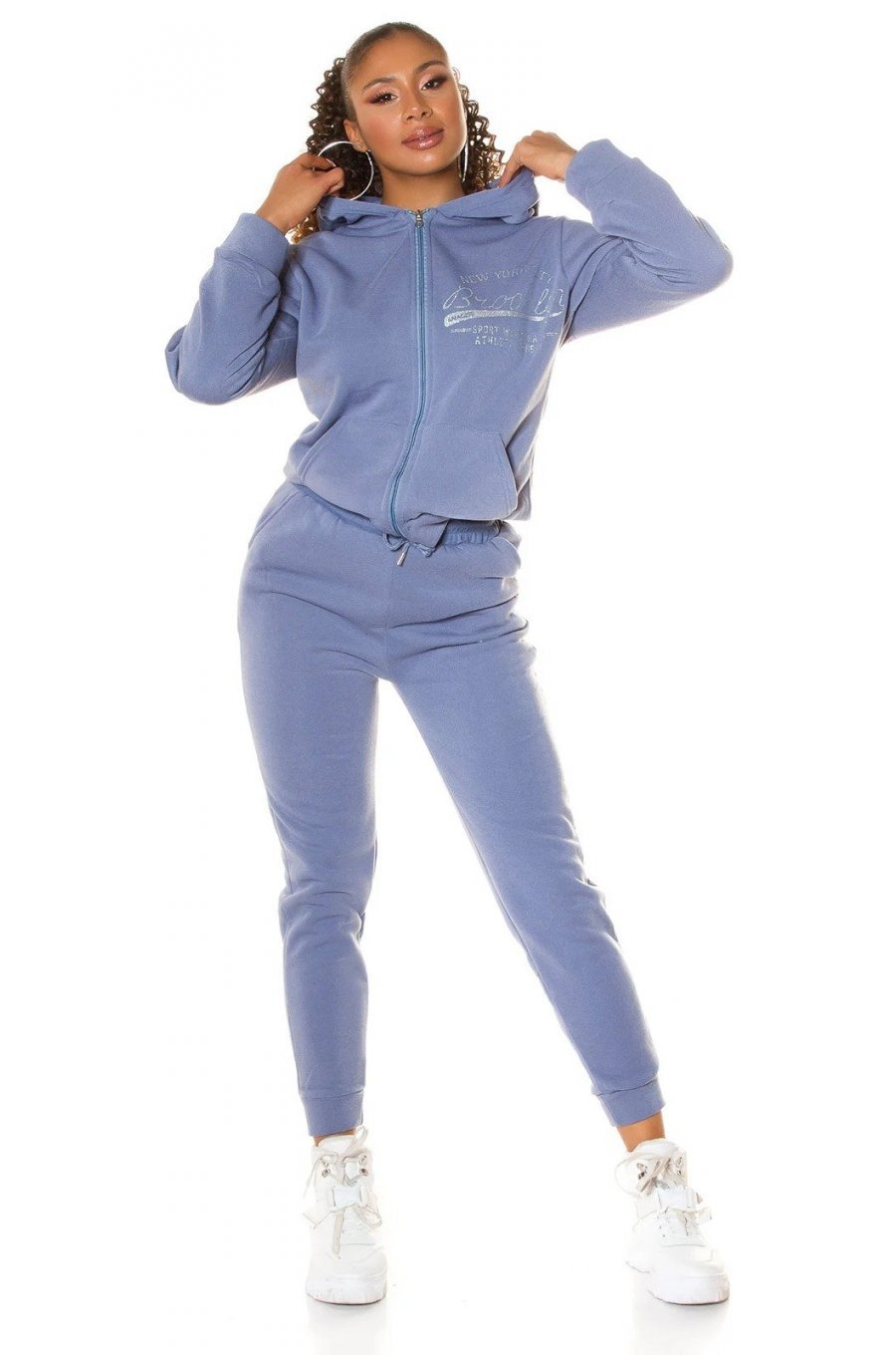 Trening dama, cu gluga si maneci lungi, bleu Hayko Trening dama, cu gluga si maneci lungi, bleu Hayko 3 - jojofashion.ro