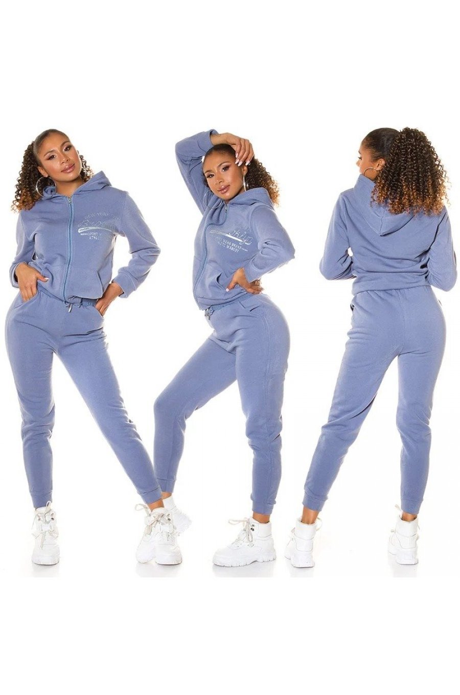 Trening dama, cu gluga si maneci lungi, bleu Hayko Trening dama, cu gluga si maneci lungi, bleu Hayko 4 - jojofashion.ro