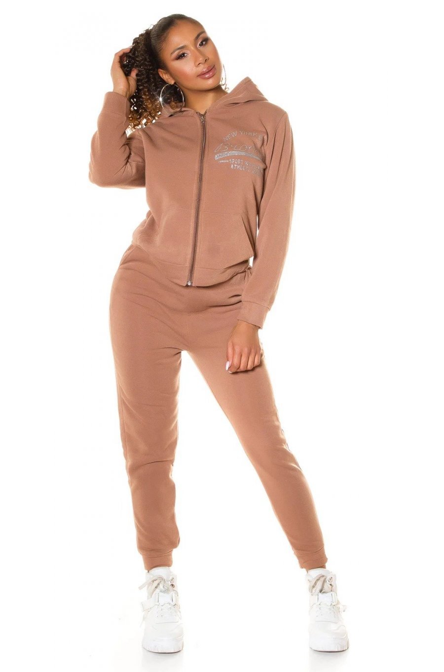 Trening dama cu gluga si maneci lungi, cappuccino Hayko Trening dama cu gluga si maneci lungi, cappuccino Hayko 4 - jojofashion.ro