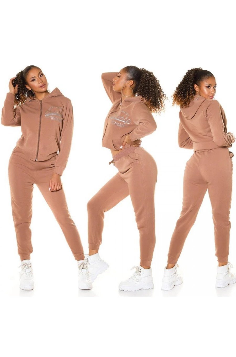 Trening dama cu gluga si maneci lungi, cappuccino Hayko Trening dama cu gluga si maneci lungi, cappuccino Hayko 5 - jojofashion.ro