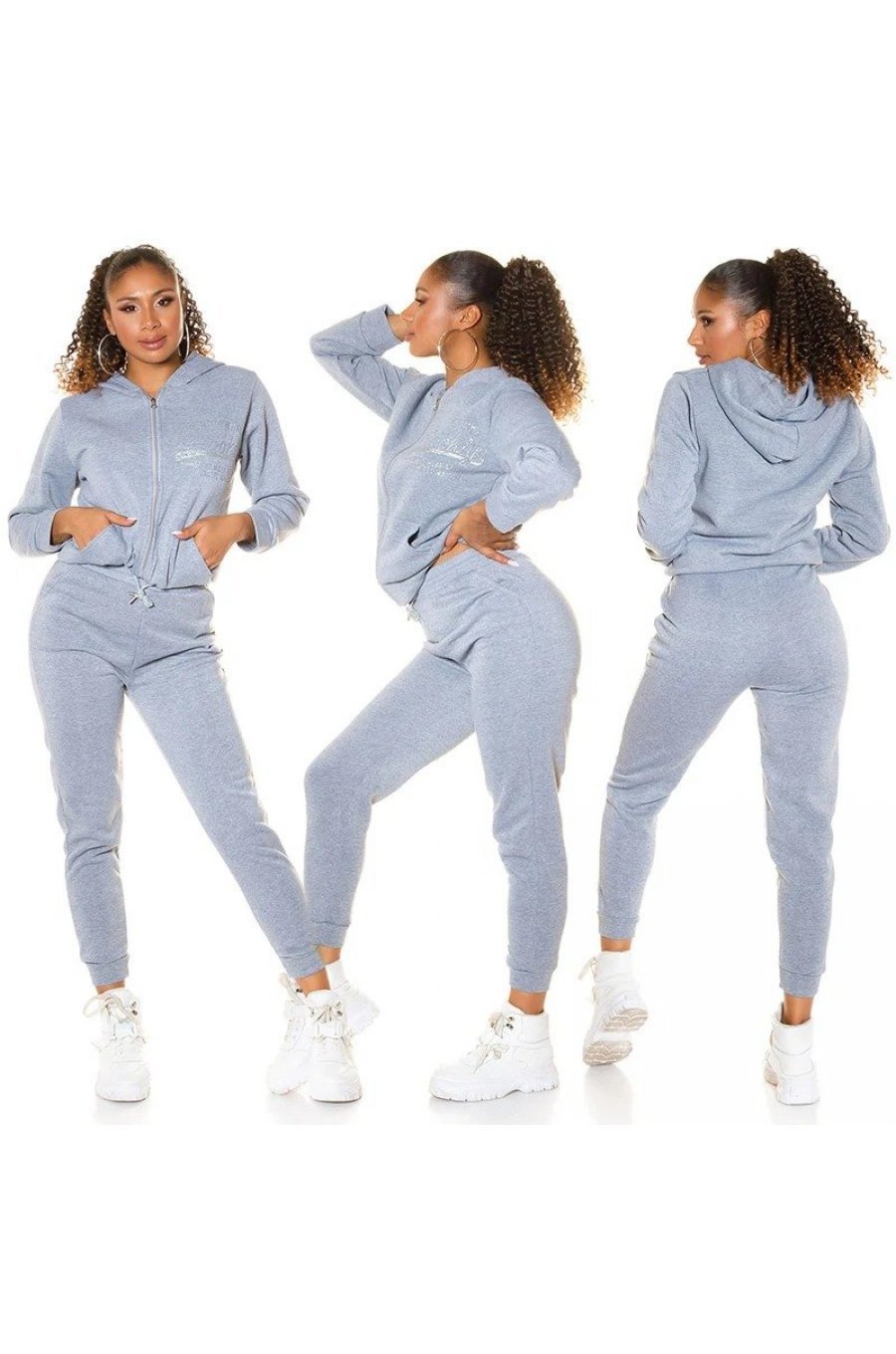 Trening dama, gri, cu gluga si maneci lungi Hayko Trening dama, gri, cu gluga si maneci lungi Hayko 5 - jojofashion.ro