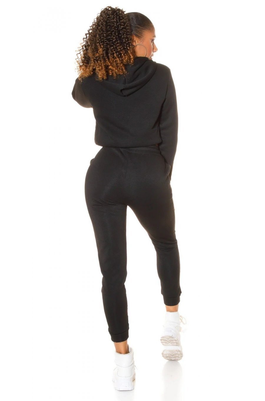 Trening dama casual, negru, cu gluga si maneci lungi Hayko Trening dama casual, negru, cu gluga si maneci lungi Hayko 2 - jojofashion.ro