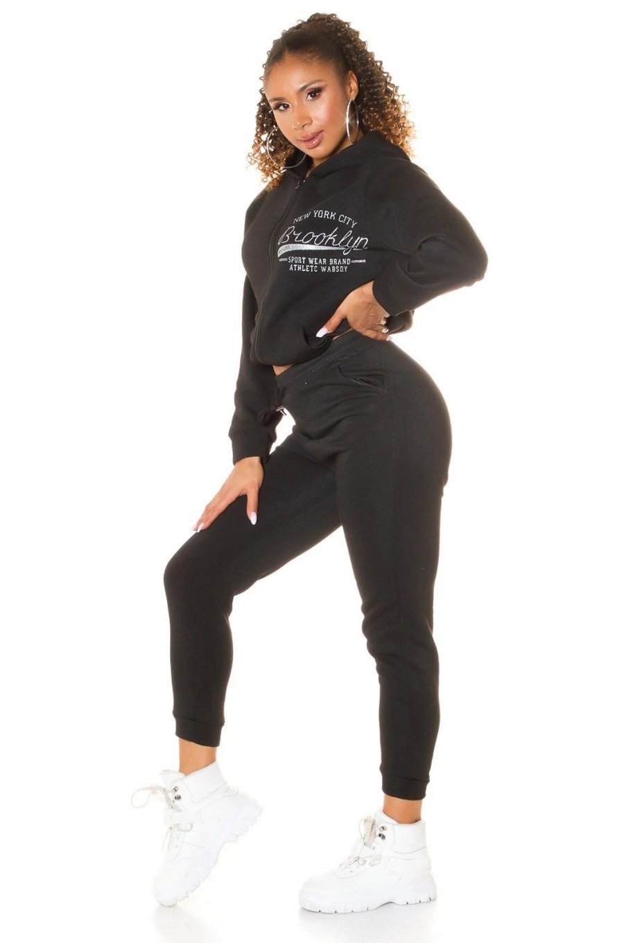 Trening dama casual, negru, cu gluga si maneci lungi Hayko Trening dama casual, negru, cu gluga si maneci lungi Hayko 3 - jojofashion.ro