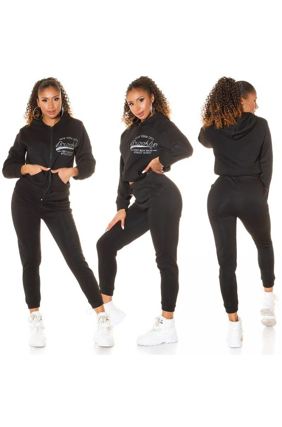 Trening dama casual, negru, cu gluga si maneci lungi Hayko Trening dama casual, negru, cu gluga si maneci lungi Hayko 4 - jojofashion.ro