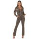 Trening dama casual, cappuccino cu print negru, evazat Korsa Trening dama casual, cappuccino cu print negru, evazat Korsa 2 - jojofashion.ro