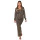 Trening dama casual, cappuccino cu print negru, evazat Korsa Trening dama casual, cappuccino cu print negru, evazat Korsa 4 - jojofashion.ro