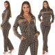 Trening dama casual, cappuccino cu print negru, evazat Korsa Trening dama casual, cappuccino cu print negru, evazat Korsa 5 - jojofashion.ro