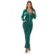 Trening dama casual, verde turcoaz cu print negru, evazat Korsa Trening dama casual, verde turcoaz cu print negru, evazat Korsa 2 - jojofashion.ro