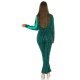 Trening dama casual, verde turcoaz cu print negru, evazat Korsa Trening dama casual, verde turcoaz cu print negru, evazat Korsa 4 - jojofashion.ro