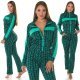 Trening dama casual, verde turcoaz cu print negru, evazat Korsa Trening dama casual, verde turcoaz cu print negru, evazat Korsa 5 - jojofashion.ro
