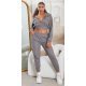 Trening dama gri, cu bluza crop, buzunare si gluga, Nakamura Trening dama gri, cu bluza crop, buzunare si gluga, Nakamura 2 - jojofashion.ro