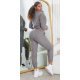 Trening dama gri, cu bluza crop, buzunare si gluga, Nakamura Trening dama gri, cu bluza crop, buzunare si gluga, Nakamura 3 - jojofashion.ro