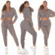 Trening dama gri, cu bluza crop, buzunare si gluga, Nakamura Trening dama gri, cu bluza crop, buzunare si gluga, Nakamura 5 - jojofashion.ro