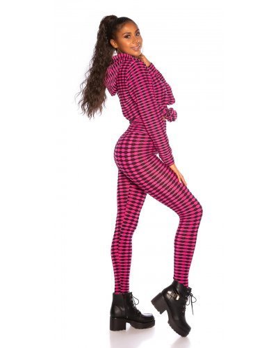Trening dama mulat, roz ciclam cu print negru Rayza Treninguri dama, Trening dama mulat, roz ciclam cu print negru Rayza - jojofashion.ro