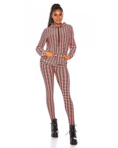 Trening dama, mulat, roz pal cu print negru Rayza Treninguri dama, Trening dama, mulat, roz pal cu print negru Rayza - jojofashion.ro