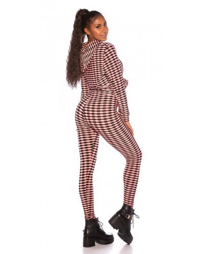 Trening dama, mulat, roz pal cu print negru Rayza Treninguri dama, Trening dama, mulat, roz pal cu print negru Rayza - jojofashion.ro