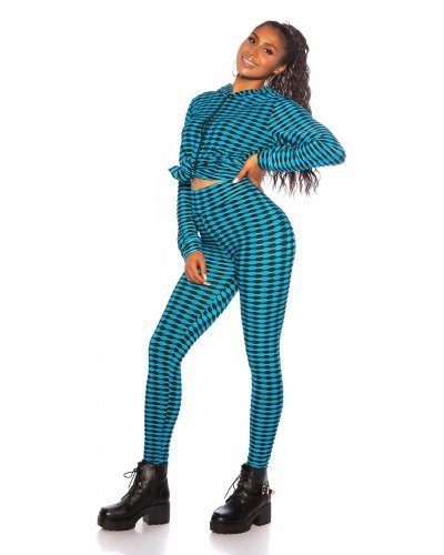 Trening dama, mulat, turcoaz cu print negru Rayza Treninguri dama, Trening dama, mulat, turcoaz cu print negru Rayza - jojofashion.ro
