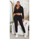 Trening dama negru, cu bluza crop, buzunare si gluga, Nakamura Trening dama negru, cu bluza crop, buzunare si gluga, Nakamura 2 - jojofashion.ro