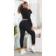 Trening dama negru, cu bluza crop, buzunare si gluga, Nakamura Trening dama negru, cu bluza crop, buzunare si gluga, Nakamura 3 - jojofashion.ro