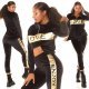 Trening dama casual, din catifea, negru cu print auriu Dalys Trening dama casual, din catifea, negru cu print auriu Dalys 5 - jojofashion.ro