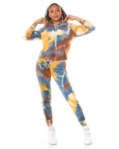 Trening dama orange tie dye Asli - jojofashion.ro
