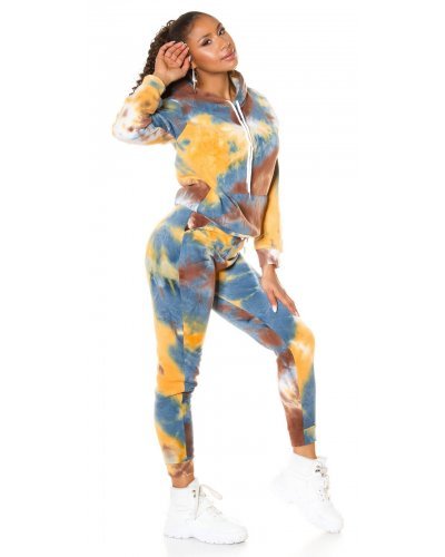 Trening dama orange tie dye Asli - jojofashion.ro