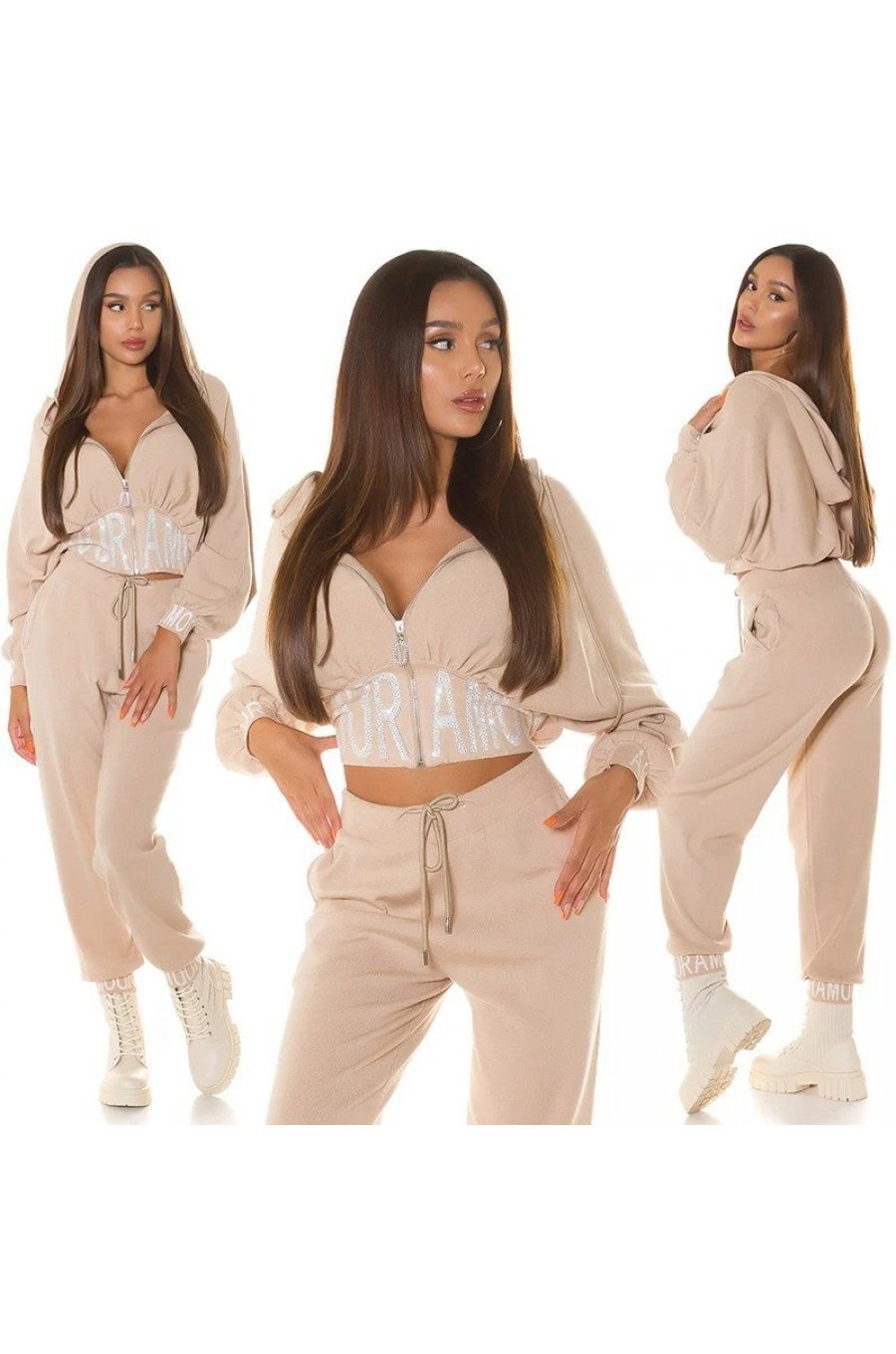 Trening dama oversize vascoza bej Roupa Trening dama oversize vascoza bej Roupa 4 - jojofashion.ro